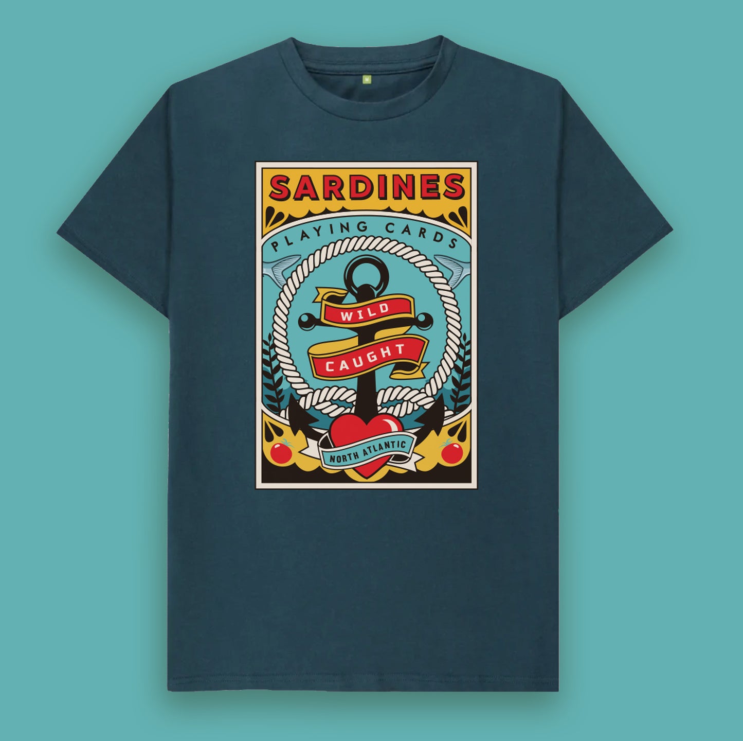 Sardines Playing Cards T-shirt Blue Anchor