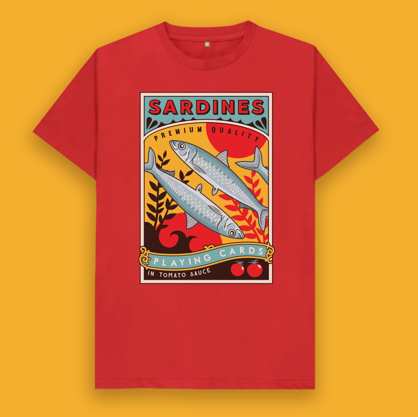 Sardines Playing Cards T-shirt Red
